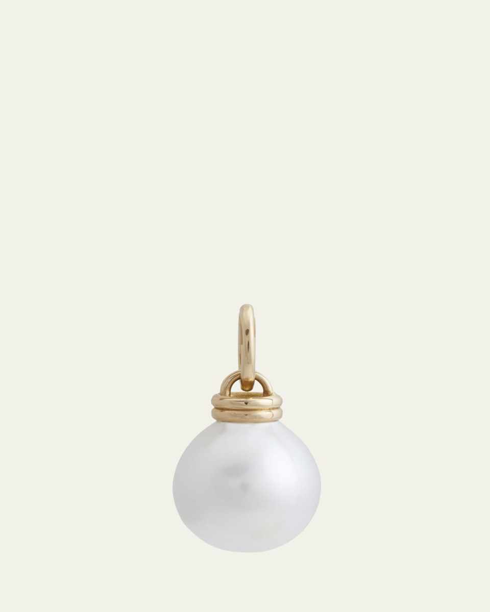 18K Yellow Gold Large South Sea Drop Pearl Double-Link Pendant